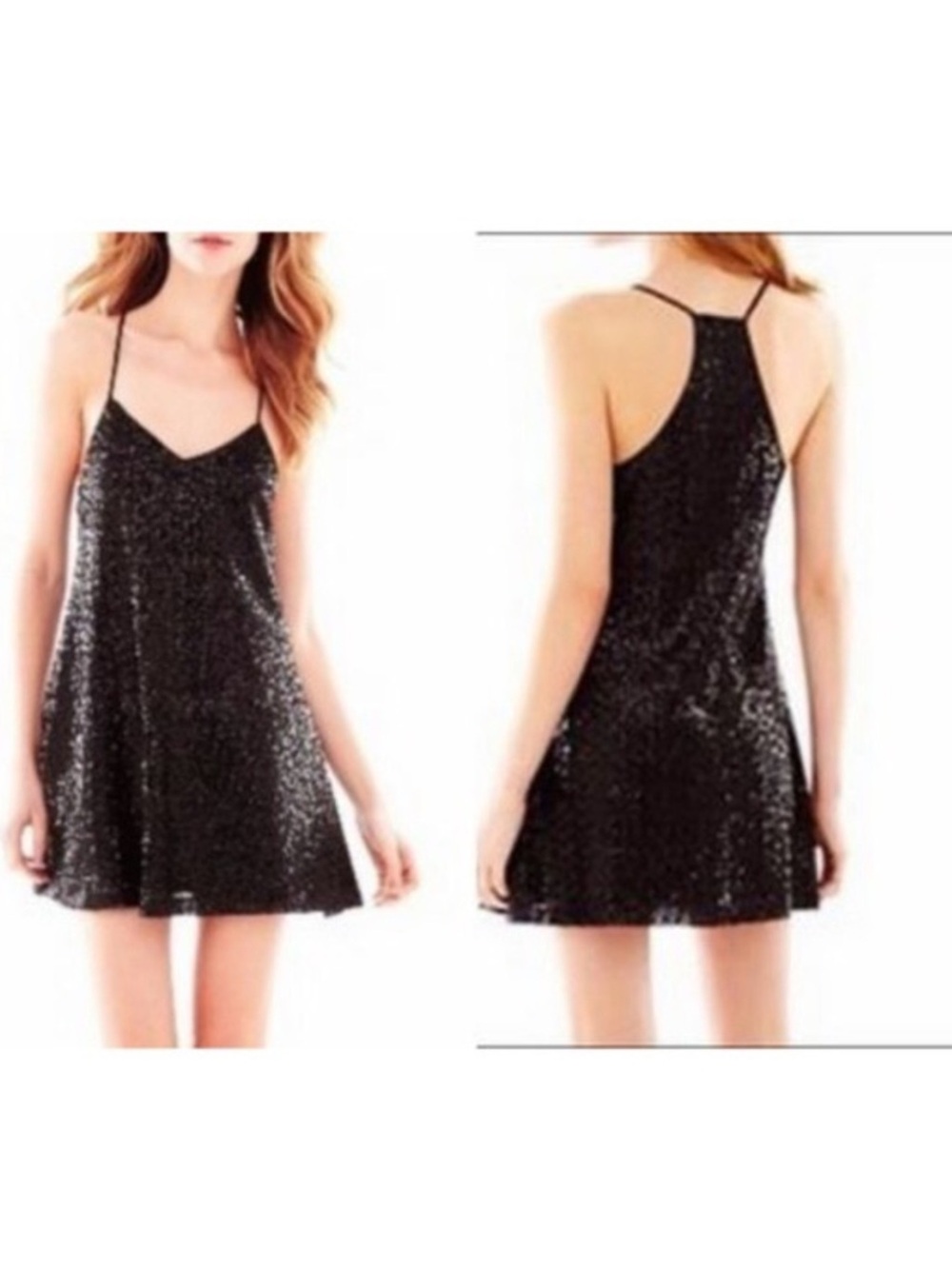 Pearl by Georgina Chapman for Marchesa Black Sequin Trapeze Mini Dress Size 6